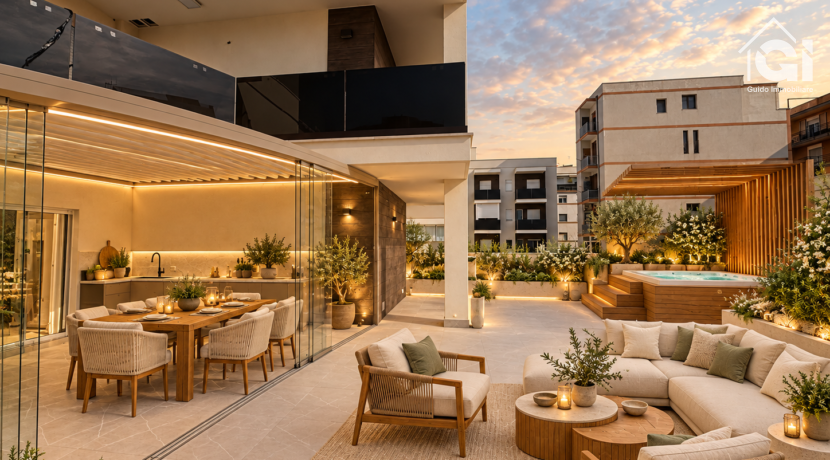 Terrazza mediterranea di lusso con spa